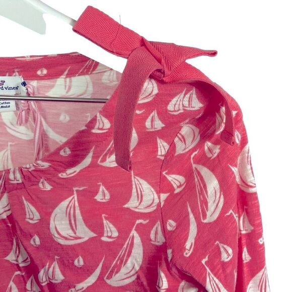 NWT Vineyard Vines Regatta Bow Top Print, color is Mai Tai, Girls Size Large/14 - Picture 4 of 10